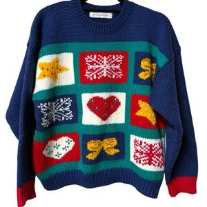 Vtg Karen Scott Holiday Sweater Petite Large